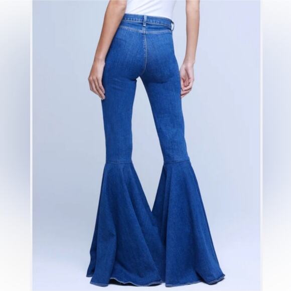 L'Agence Sevyn High Rise Super Flare Bellbottom Jean Black Stretch 25 NWT - Picture 11 of 11